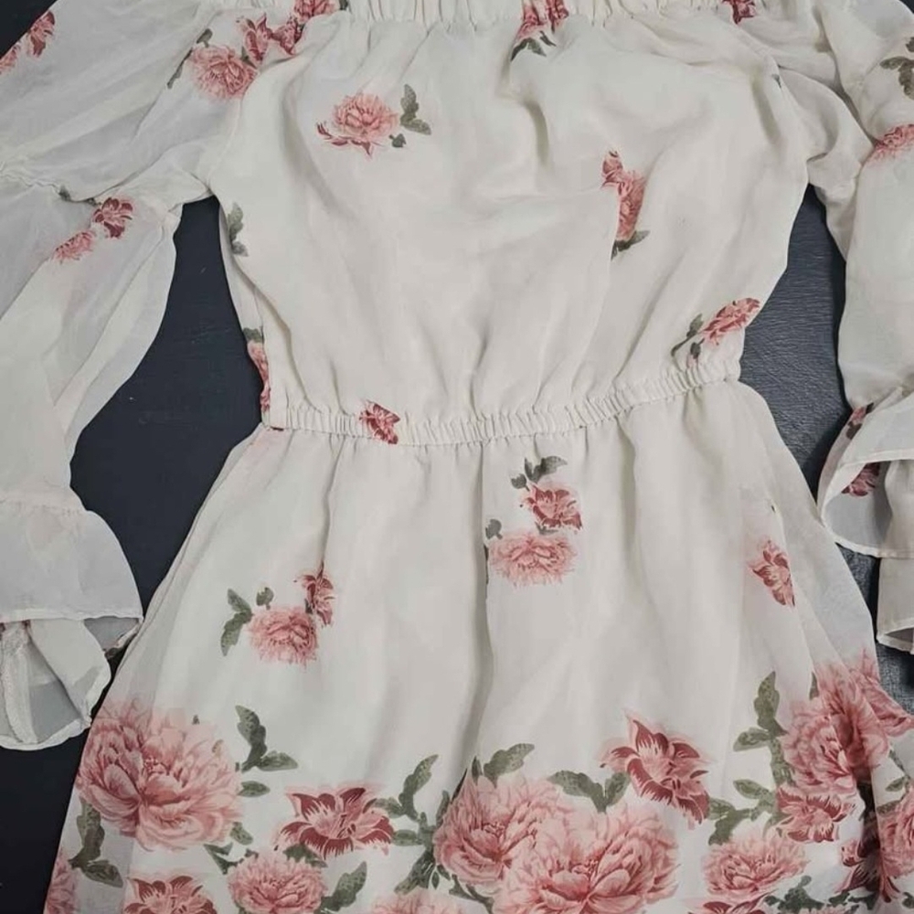 Blush Floral Off-Shoulder Mini Dress